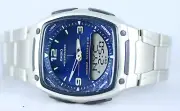Casio AW-81D-2AV Blue Databank Watch Steel Band 10 Year Battery World Time