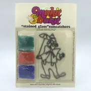 Vintage Makit & Bakit "Stained Glass" Suncatchers Kit Crystals Circus Clown NOS