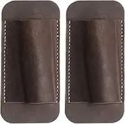 uxcell 2pcs Knife Sheath 4.72" x 2.24" Genuine Leather Carry Folding Knife Sheath for Outdoor Climbing Camping Cycling and Hiking, Deep Brown