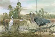 Heron Egret Tile Backsplash Robert Binks Lodge Art Ceramic Mural REB032
