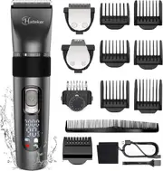 Hatteker Hair Trimmer for Men Beard Trimmer Battery Hair Cutting Set Waterproof Hairdressing Trimmer Adjustable Speeds USB Rechargeable
