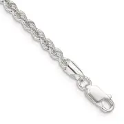 Sterling Silver 3mm Solid Rope Chain Necklace