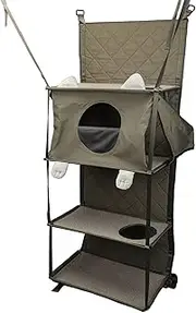 Door Mounted Cat Climber, Foldable Multifunctional Cat Tower Bed Furniture with Detachable Pillow and Bell Toy, Space Saving Cat Tree for Indoor Cats
