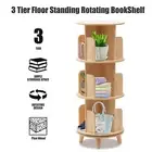 Floor Standing 3-Tier Rotating Bookshelf Organizer Display Rack Storage Shelf
