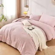 Twin/Twin XL Comforter Set 5 Pieces, Pink Twin Bedding Set for College Dorm