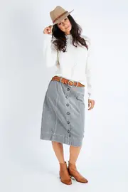 Button Thru Cord Skirt--JUM-476J6018