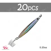 20pcs 150g colt sniper Fishing Vertical jig 5.25oz MUSTAD Treble Hook Silver NEW