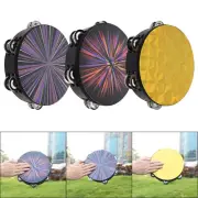 8" Tambourine Wood Hand Held Tamborine Drum Round Percussion for Church Party