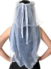 Long White Mesh Hens Night Bridal Veil Headpiece
