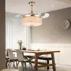 42'' Invisible Bluetooth 7-Color Ceiling Fan Light Retractable Remote Chandelier