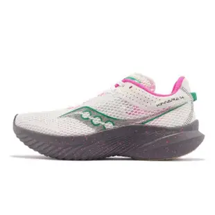 【SAUCONY 索康尼】競速跑鞋 Kinvara 14 女鞋 白 岩石灰 綠 輕量 訓練 運動鞋 索康尼(S1082385)