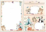 Letter Paper Set for Girls and Boys Animals Owl Deer Bear Letter Pad with Envelope for Kids (A5 Pad with 25 Sheets + 15 Envelopes)