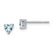 Sterling Silver 4mm Heart Aquamarine Post Earrings