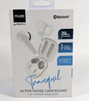 Muze by Vivitar Tranquil Active Noise Cancelling True Wireless Earbuds White NEW