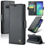 CaseMe Samsung Galaxy S10+ Plus Folio Wallet Case Cover Side Closure G975 [Black]