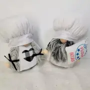 PAIR OF White Plush Bakers Chefs - Bean Bottom - Wedding Couples Gift - Flour