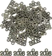 uxcell Metal Year Number Charm, Old Green 2026 Year Charm Graduation Tassel for DIY Jewelry Making, Necklace Bracelets, Keychain, Pack of 50