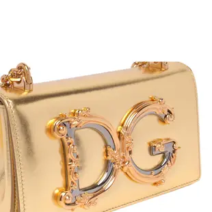 Dolce&Gabbana DG Girls 巴洛克納帕羊皮相機包 古銅金