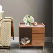 Bedside End Table Nightstand w/ Drawers + Open Shelf / Sofa Side Stand Cupboard