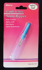 Allary Seam Ripper w/ Safety Ball Pick Threads Open Cuffs/Buttonholes Craft/Sew