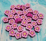 50 Polymer Clay Flower Shaped Beads 10mm hole size 2mm