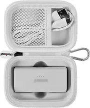 Boobowl Case Compatible with Anker Nano Portable Charger Power Bank, 5,000 Mah, with Built-in Lightning Connector, Charging Battery Pack Storage Holder for amelema/for LanLuk/for Feob -White