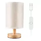 DC5V Round Bedside Table Lamp Nightstand Lamp with Fabric Shade and Solid5823