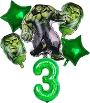 KAREENA The Incredible Hulk Birthday Balloons Supplier Superhero 3rd Decorations Green Number 3 32Inch for Kids Baby Shower (The Birthday)