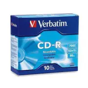 Verbatim 94935 CD-R 52x 700MB 10Pk with Slim Cases 80min P-Cyanine [94935]