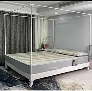 Canopy Bed Frame Poles, Twin Size Bed Canopy Frame Poles Suitable for Bedroom Decorative Mosquito Net Bracket, Aluminum Alloy,White,L:2.2mX W:2m