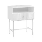 Sarantino Cecil Slender Fluted Bedside Table In White luxury,mdf Bedside Tables