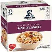 Quaker Instant Oatmeal, Raisin, Date and Walnut, 1.30 Oz Pack of 48