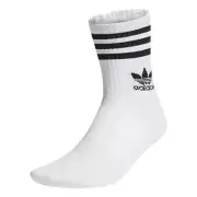 Adidas Unisex Mid Cut Crew Sock 3-Pack - White