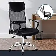 ALFORDSON Ergonomic Office Chair Mesh with SGS Listed Gas-Lift, High Back Computer Desk Chair with 120° Tilt for Home Office, Swivel Gaming Racing Chair with Fabric Seat, Max Load 180kg(Hunter Black)