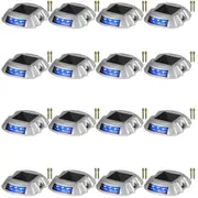 Driveway Lights 16-Pack, Solar Driveway Lights with Switch Button, Solar Deck Lights Waterproof, Wireless Dock Lights 6 LEDs for Path Warning Garden Walkway Sidewalk Steps, LED Bright
