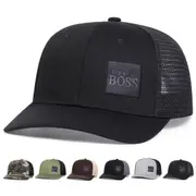 Unisex The Real Boss Leather Label Baseball Cap Adjustable Sun Hat