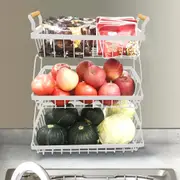 3 Tier Countertop Fruit Basket for Kitchen Storage - Metal Wire Stand for Produce, White