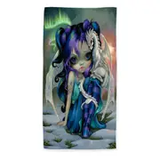 Beautiful Aurora Dragon Fairy and Frost Dragonling Beach Towels Medium Large Extra Large
