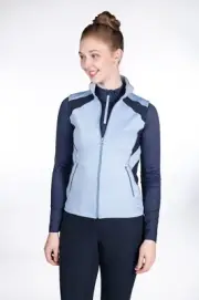 HKM Bloomsbury Mesh Panel Vest - Smokey Blue with Dark Blue Mesh Panels