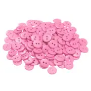 200pcs Sewing Button 15mm 2 Holes Resin Round Craft Buttons, Pink