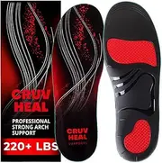 [CRUVHEAL] (220+lbs) Plantar Fasciitis High Arch Support Insoles Inserts Men Women - Orthotic Insoles High Arch for Arch Pain - Work Boot Shoe Insole - Heavy Duty Support Pain Relief (M, Black)