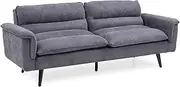 [Priceworth] Archie 3-Seater Sofa Bed, 3-Seater Sofa Bed Couch with Stylish Button Design, Multi-Purpose Living Room Furniture, Dense Foam Filling, Colour - Blue, Size - 66 H x 225 W x 115 D CM