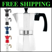 Silver Stovetop Espresso Maker - 9-Cup Moka Pot with Milk Frother Included