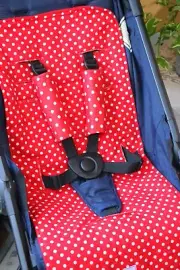 Baby Chaka Handmade Universal Pram/Stroller Liner + Straps Covers Red Polkadot