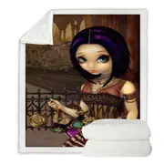 Poe a Beautiful Steampunk Flair Girl Throw Blanket