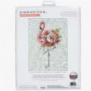 Flamingo Blooms Cross Stitch Kit - Whimsical Animal Design, 9" x 12", 14 Count W