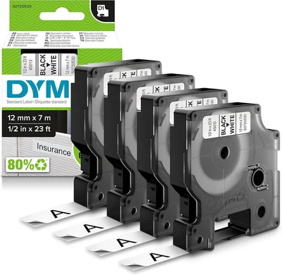 D1 Labels for Labelmanager Label Makers, Black Print on White, 1/2-Inch X 23-Foo