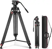 [NEEWER] 74" Video Tripod with Fluid Head, QR Plate Compatible with DJI RS Gimbals, Aluminum Heavy Duty Camera Tripod Professional for DSLR Cameras Camcorders, Max Load 17.6lb/8kg, TP74