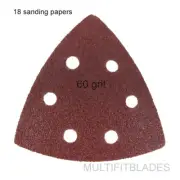 Large Triangular Size 60 Grit Hook & Loop Oscillating Sanding Sheets: 18 Pack