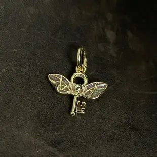 小寶s925純銀獨特設計翅膀金色鑰匙吊墜女僅吊墜掛墜項鏈項墜銀飾
